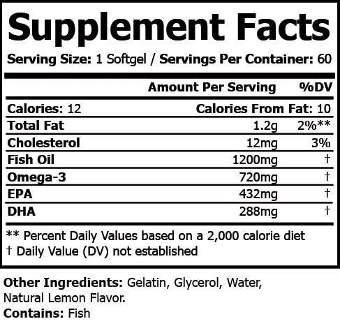 Omega 3 Fish Oil (Lemon Softgels)